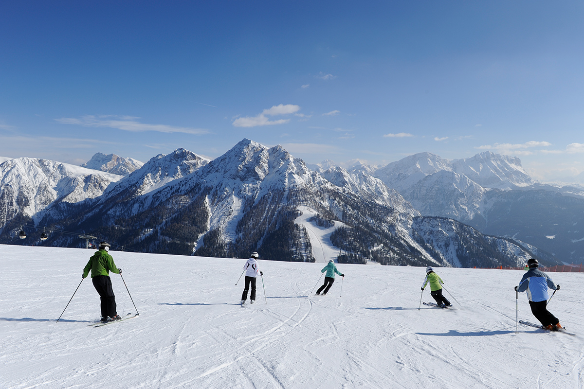 Skifahren am Kronplatz im Pustertal in Südtirol